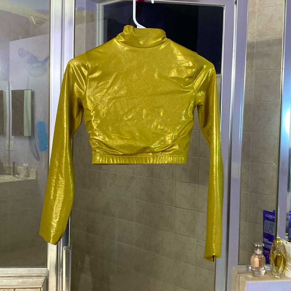 Golden High Necked Crop Top